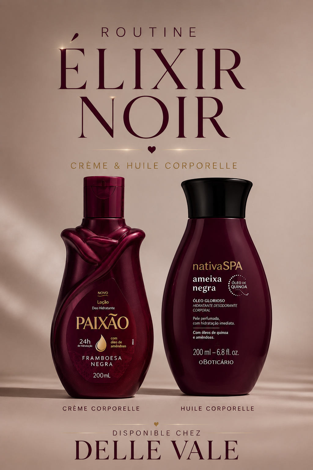 Routine Élixir Noir – Crème & Huile Corporelle